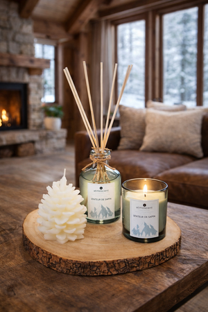 Complete Geurenset Wild & Naturel – Kaars, Diffuser en Houten Schaal