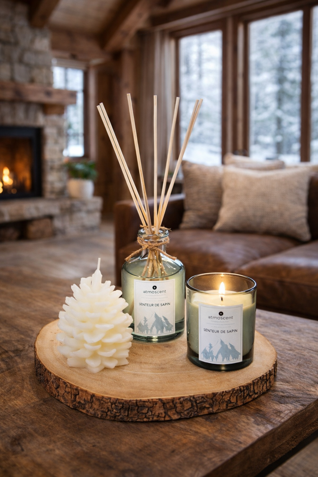 Complete Geurenset Wild & Naturel – Kaars, Diffuser en Houten Schaal