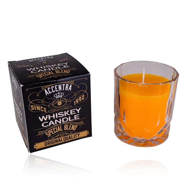 Whiskey Geurkaars in Glas – Mannelijke Kaars met Warme Geur