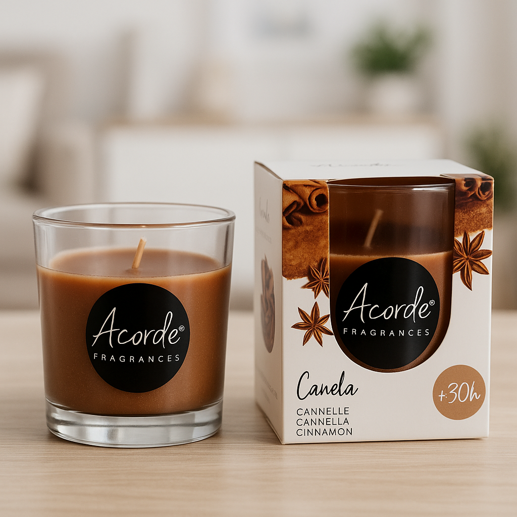 Geurkaars Kaneel in Glas – Luxe Geurkaars met 30 Uur Brandtijd | Warme Kaneelgeur voor een Gezellige en Ontspannende Sfeer