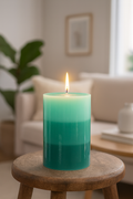 Geurkaars Tahitiaanse Gardenia Parfum met Driekleurig Kleurverloop – Ø6,5 x 10 cm – Luxe Wax Kaars  45+ Branduren