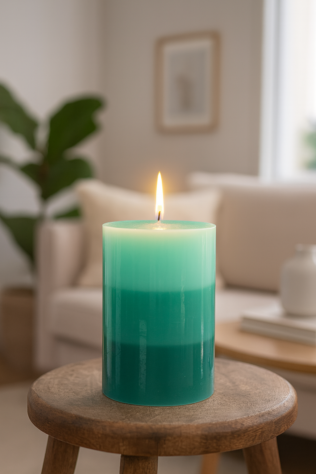 Geurkaars Tahitiaanse Gardenia Parfum met Driekleurig Kleurverloop – Ø6,5 x 10 cm – Luxe Wax Kaars  45+ Branduren