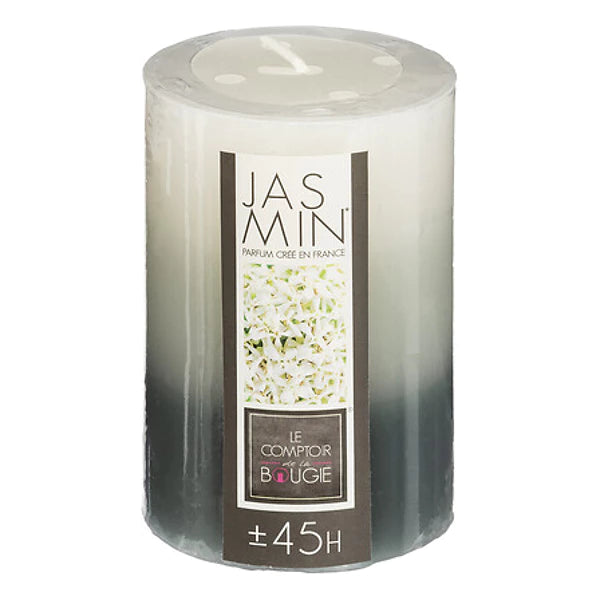 Geurkaars Jasmine Parfum met Driekleurig Kleurverloop – Ø6,5 x 10 cm – Luxe Wax Kaars  45+ Branduren