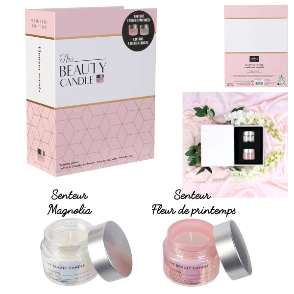 Essence of Beauty Geurkaarsenset x2 – Luxe Roze & Witte Geurkaarsen in Pot | Elegante Sfeermaker & Perfect Cadeau voor Elke Gelegenheid