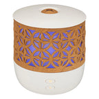 Olie Diffuser 100 ml USB – Compacte Aromatherapie Geurvernevelaar met Kleurverlichting – Stil & Modern Design in Wit met Houteffect – Geurverspreider voor Woonkamer, Slaapkamer & Kantoor