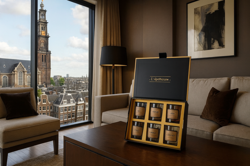 Apothekerset Geurkaarsenset x6 – Luxe Geurkaarsen in Klassieke Stijl | Tijdloze Geuren & Perfect Cadeau voor Elk Interieur