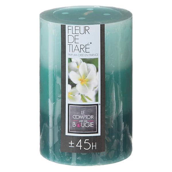 Geurkaars Tahitiaanse Gardenia Parfum met Driekleurig Kleurverloop – Ø6,5 x 10 cm – Luxe Wax Kaars  45+ Branduren