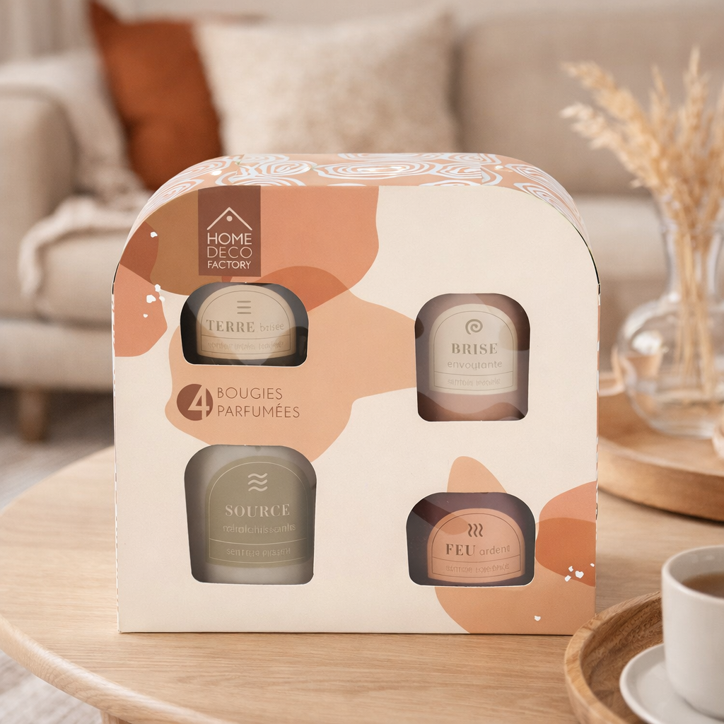 Set van 4 Geurkaarsen – Elementen Collectie Cadeauset