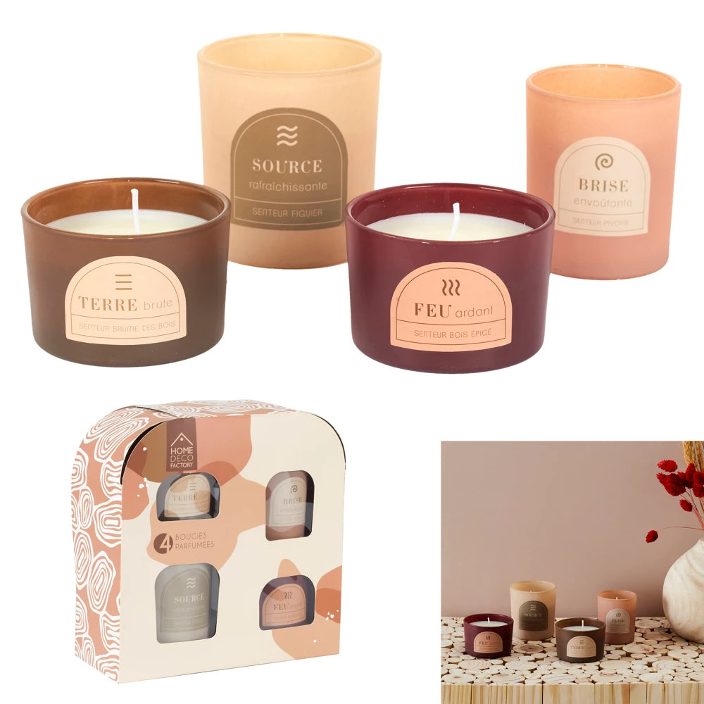 Set van 4 Geurkaarsen – Elementen Collectie Cadeauset