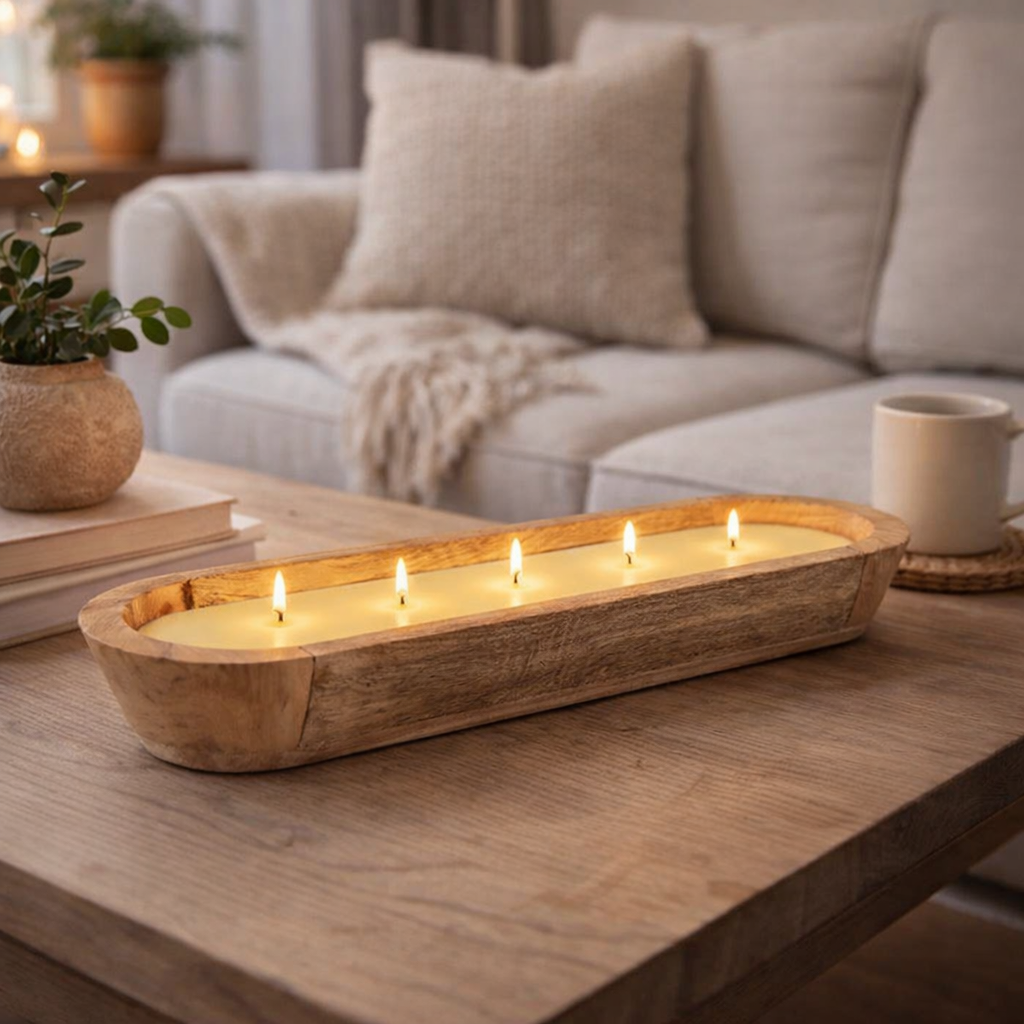 Grote Houten Geurkaars Citrus – 900 g in Natuurlijke Schaal