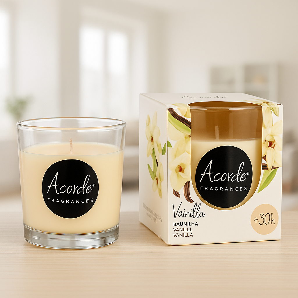 Geurkaars Vanille in Glas – Luxe Geurkaars met 30 Uur Brandtijd | Warme Vanillegeur voor een Gezellige en Ontspannende Sfeer