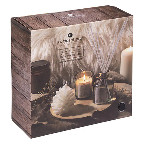 Complete Geurenset Wild & Naturel – Kaars, Diffuser en Houten Schaal