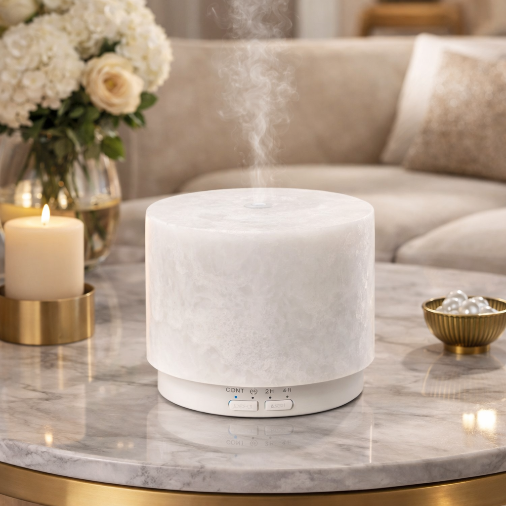 Marmeren Aroma Diffuser Wit 100 ml – Ultrasone Geurverspreider