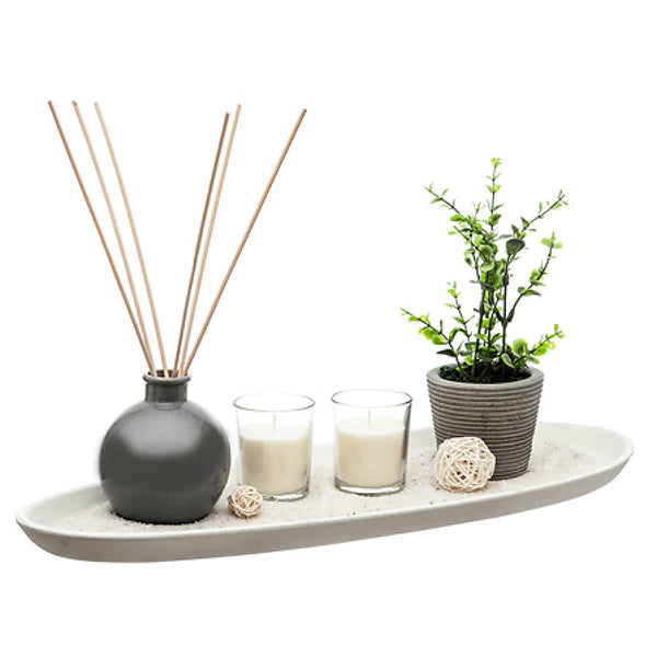 Luxe Geurkaarsenset – Complete Set met Diffuser, Kaarsen, Plant & Decoratie – 50 x 18 x 22 cm – Stijlvolle Geurdecoratie
