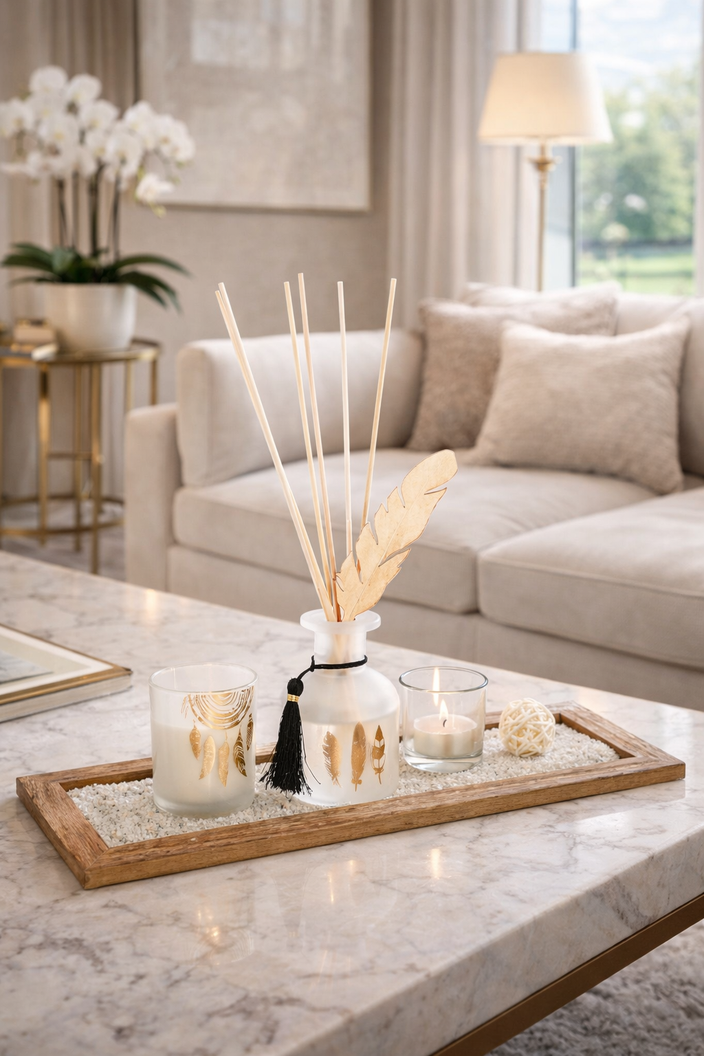 Bohemian Geurdoos – Diffuser, Geurkaarsen & Decoratieve Tray