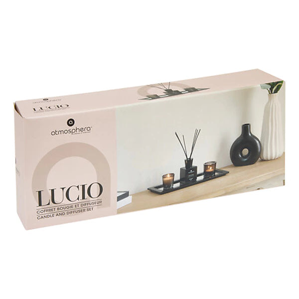 Complete Zwarte Geurenset Lucio – Kaarsen en Diffuser op Schaal