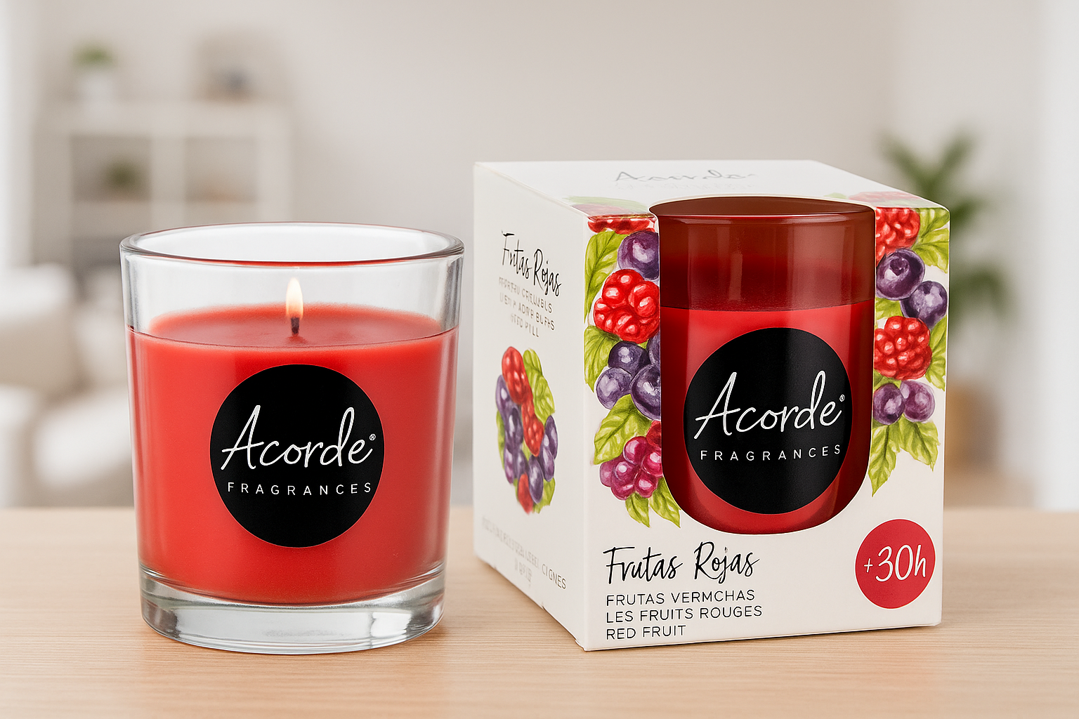 Geurkaars Rood Fruit in Glas – Luxe Geurkaars met 30 Uur Brandtijd | Warme Rood Fruit Geur voor een Gezellige en Ontspannende Sfeer