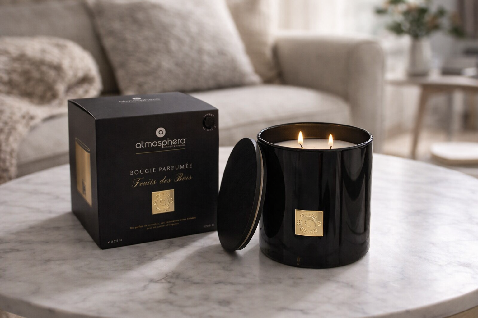 Luxe Geurkaars Bosbes – Zwarte Glazen Kaars 1200 g