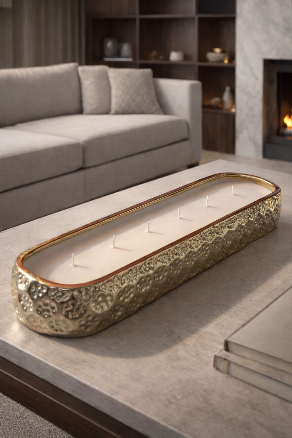 Luxe 6-Lichts Geurkaars in Gouden Designhouder - Extra Lange Brandtijd