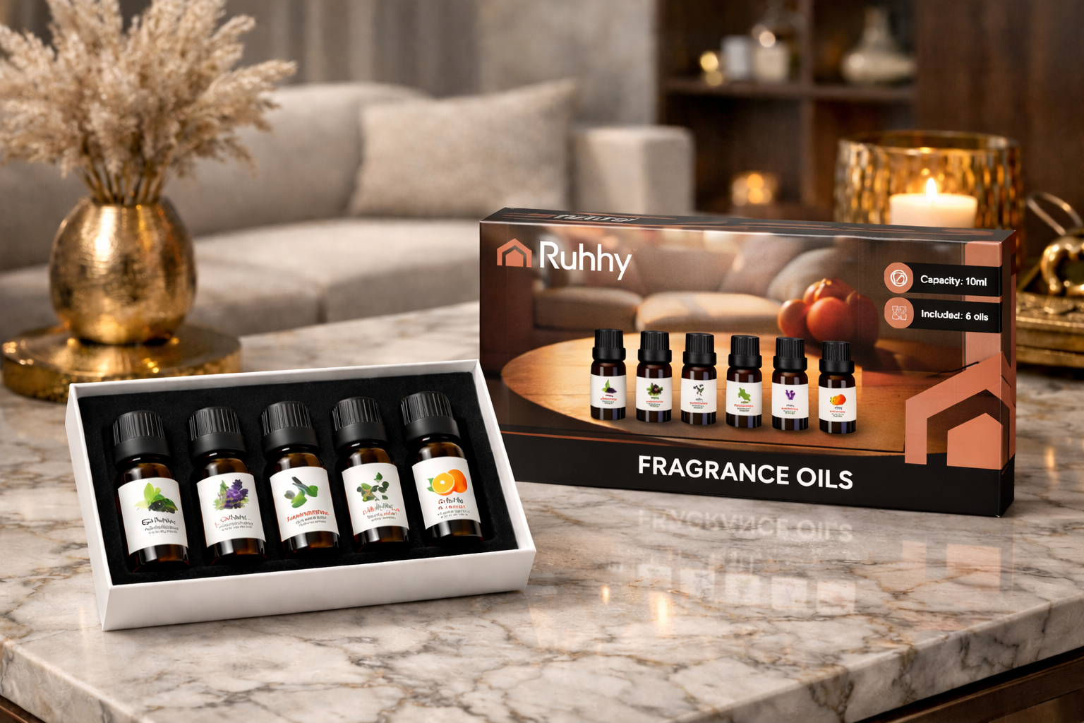 Geurolie Set – 6x 10ml Aroma Olie voor Diffuser, Geurbrander & Aromatherapie