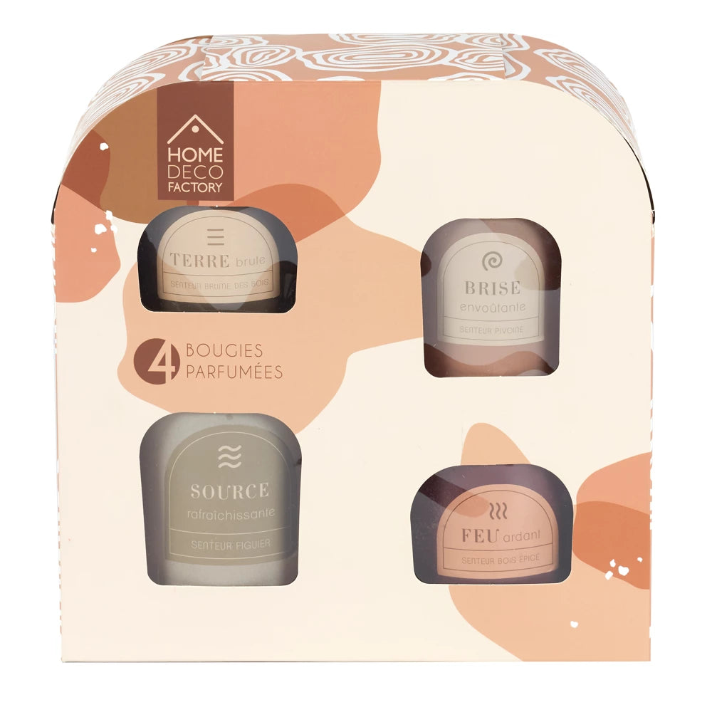Set van 4 Geurkaarsen – Elementen Collectie Cadeauset