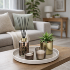Plateau giftset 5-delig. geur, plantje en 2 waxinelichtjes | Geurstokjes |