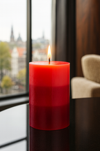 Geurkaars Rode Vruchten Parfum met Driekleurig Kleurverloop – Ø6,5 x 10 cm – Luxe Wax Kaars  45+ Branduren