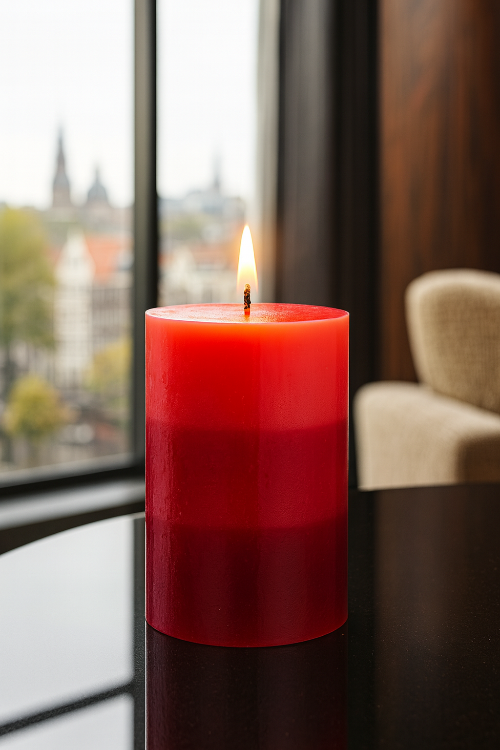 Geurkaars Rode Vruchten Parfum met Driekleurig Kleurverloop – Ø6,5 x 10 cm – Luxe Wax Kaars  45+ Branduren